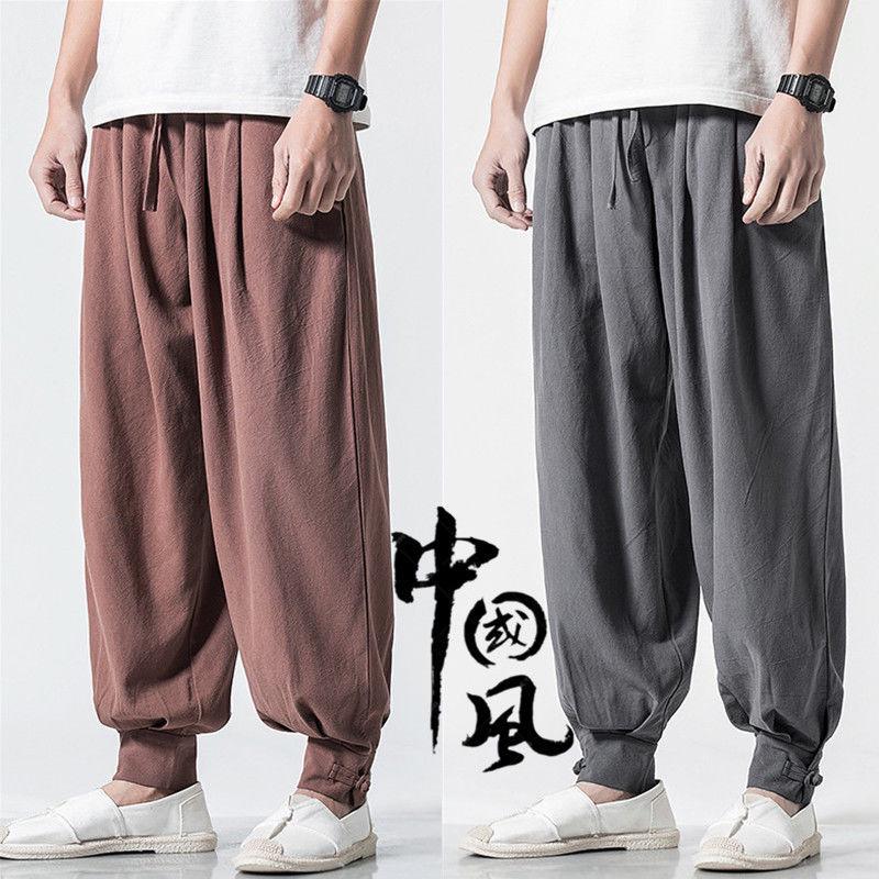Monk Loose Cotton-Linen Meditation Pants - Hemmed for Spring & Summer