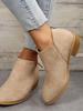 Four Seasons Large Size Coarse Heel Thin and Naked Boots Women's British Style Solid Color Pointed Back Zipper Low Heel Single Shoes