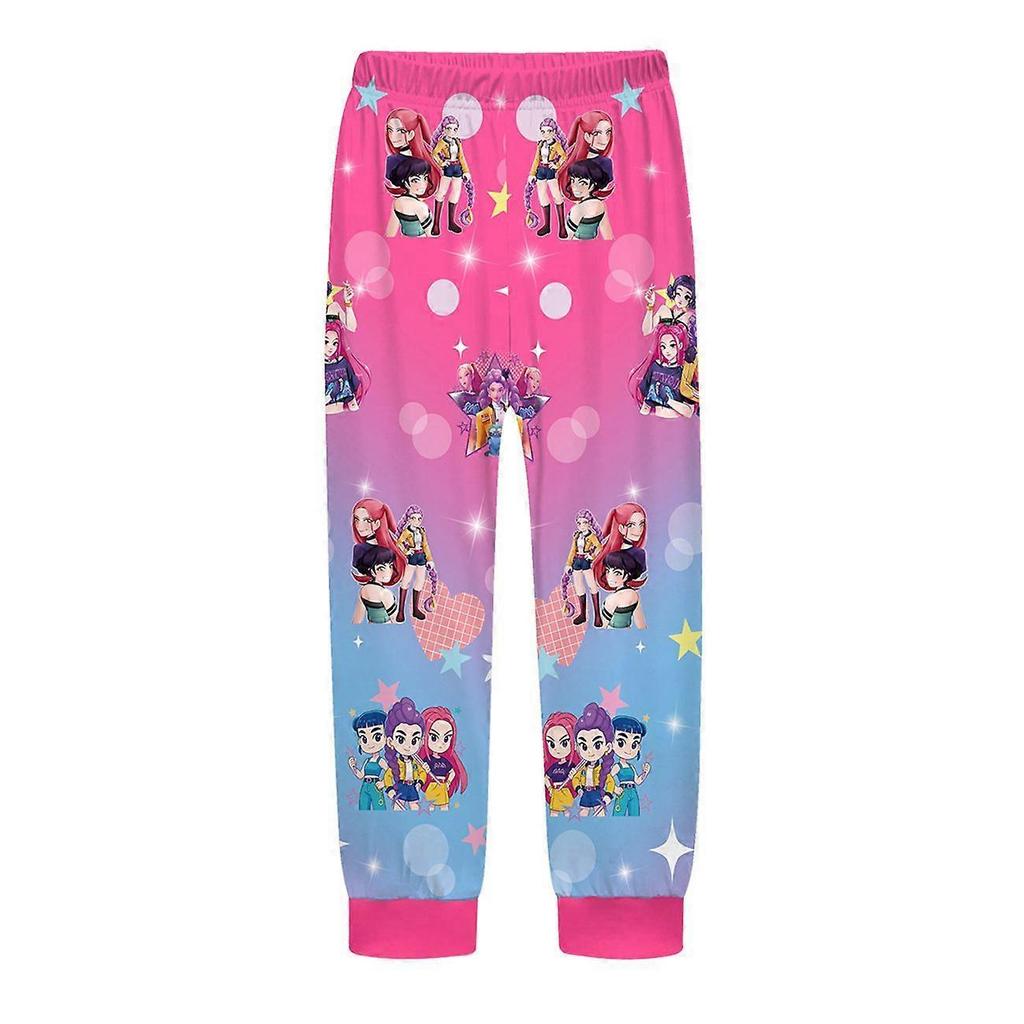 Girls Kids K-Pop Demon Hunters Long-Sleeved T-shirt Top Pants Set A