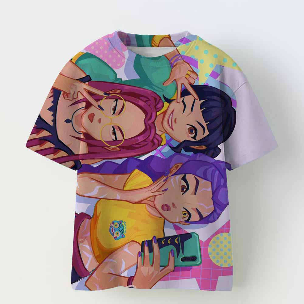 Haijian02 Children's Clothing KPop Demon Hunters Fans Gifts Kids Clothes Fashion Casual Tops 2025 Hot Movie Soft Baby Girls T Shirt 120