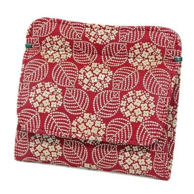 Indenya Inden Thin Wallet Hook Coin Purse 1208 Coin Purse G Red Deerskin White Lacquer Hydrangea Pattern X X Coin Pocket 9.7cm 10.5cm 1.5cm Box-shaped