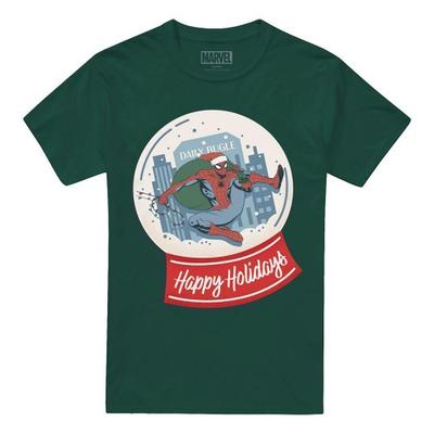 Spider-Man Unisex Adult New York Happy Holidays Retro Christmas T-Shirt