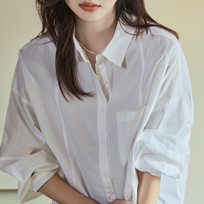 New Spring Fashion Style Slimming Shirt for Women's Solid Color Large Size Shirt