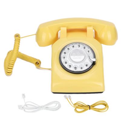 Retro Stacjonarny Obrotowy Lata 60. Staromodny Klasyczny Obrotowy Wybierany Przewodowy Stacjonarny Telefon StacjonarnyŻółty