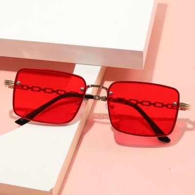 Óculos de Sol Sem Aro Estilo Novo Para Homens Formato Quadrado Perna com Corrente Óculos de Sol para Exterior Viagem Caminhada Óculos de Sol Feminino