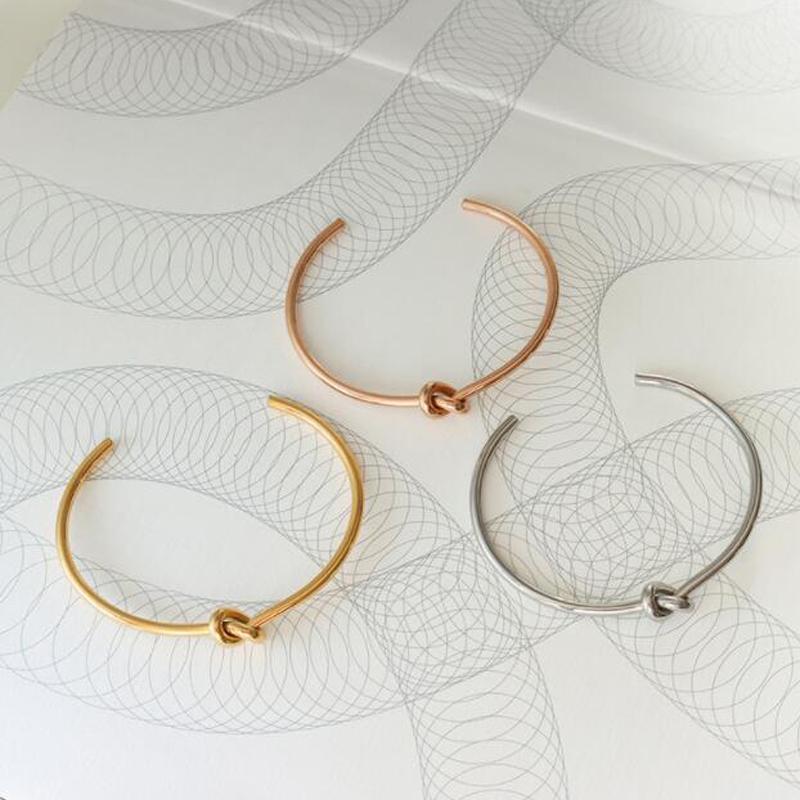 Βραχιόλια 3,5 χιλιοστών μοντέρνα, στρογγυλά βραχιόλια με μανσέτα ανοιχτού κόμπου για γυναίκες Κομψά χρυσά κοσμήματα Noeud περιβραχιόνιο Pulseiras