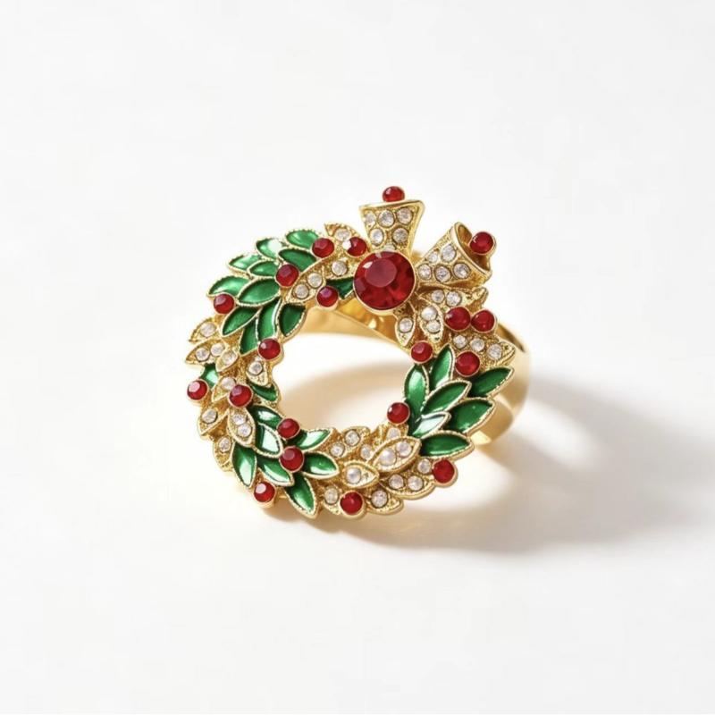 Christmas Napkin Rings Xmas Tree Snowflake Deer Nutcracker Napkin Holder Metal Napkin Buckle For Christmas Party Table Decor