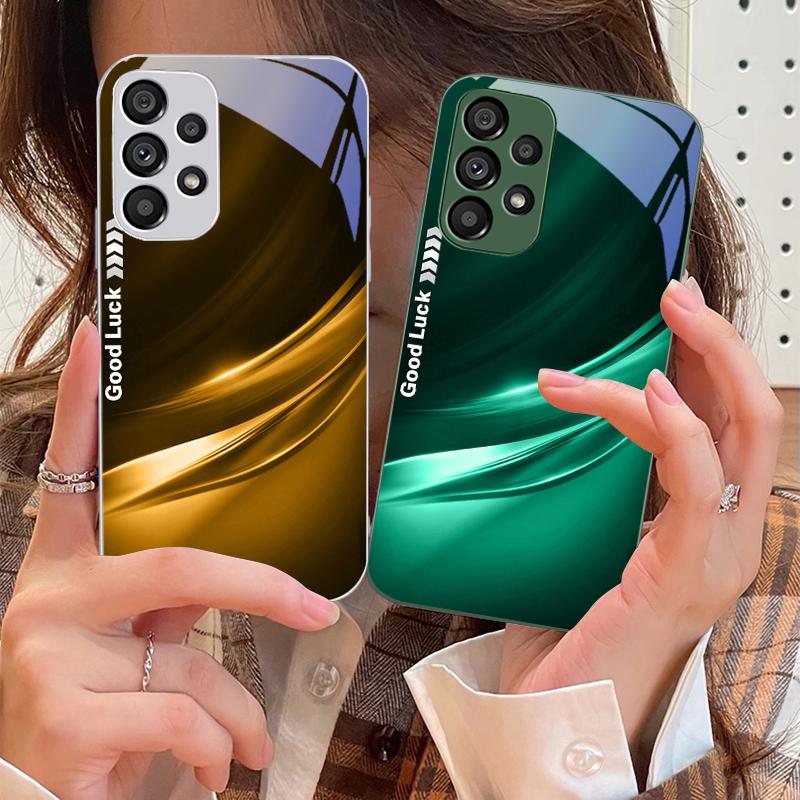 Lucky Gradient Ripple For Samsung Galaxy S10 4G S20 11E 30 S21 22 S24 Fe Pro S23 S25 Ultra 5G S9 Tempered Glass Phone Case
