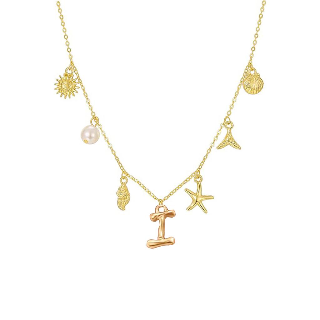 Fashionable Gold Pendant Necklace with Initial Charm and Perfect Detail for Trendy Women Ladies Daily Casual Wear