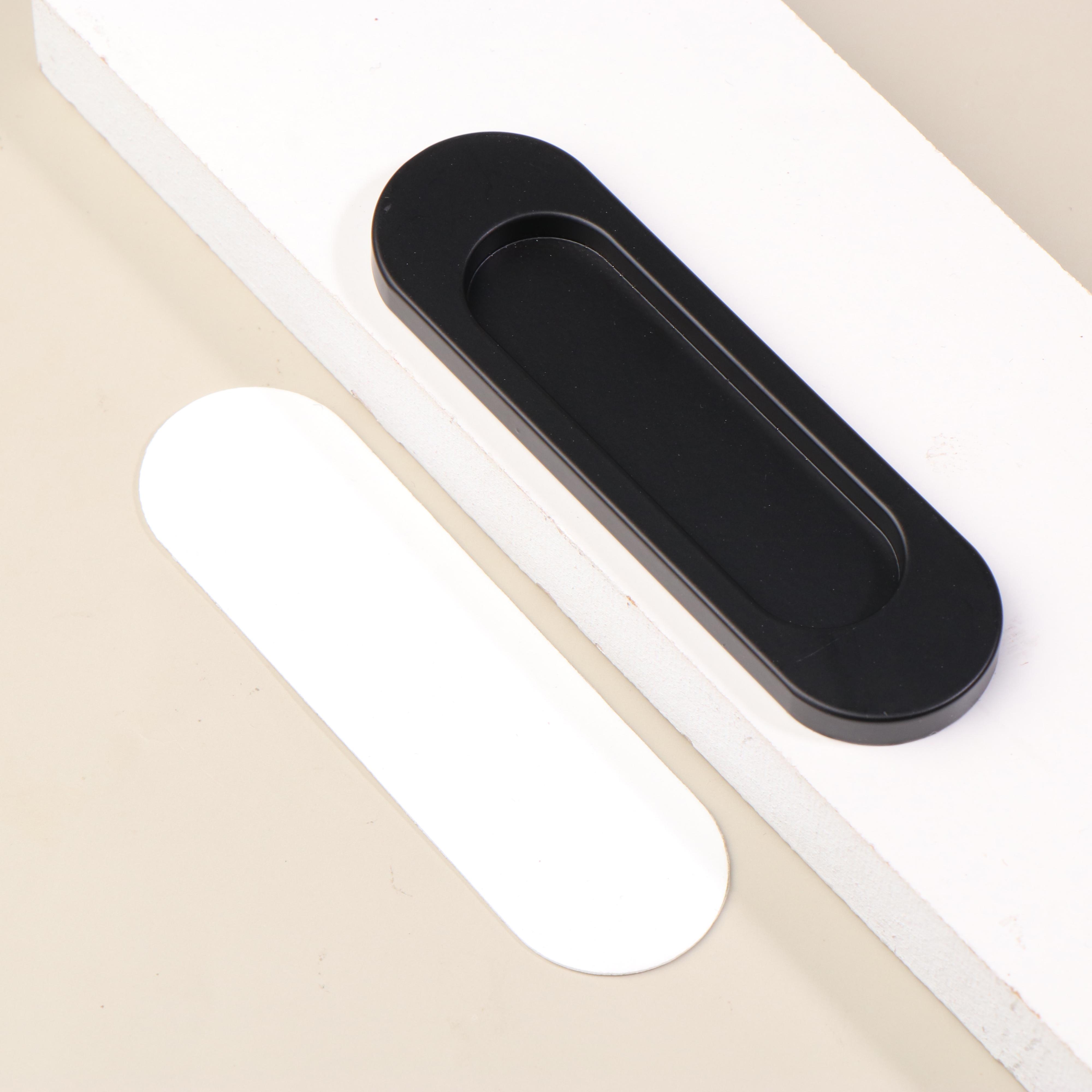 Раздвижная дверь-амбар Раздвижная дверь Скрытая мебельная фурнитура Ручка Самоклеящаяся Ручки для стеклянной двери ванной комнаты чёрный