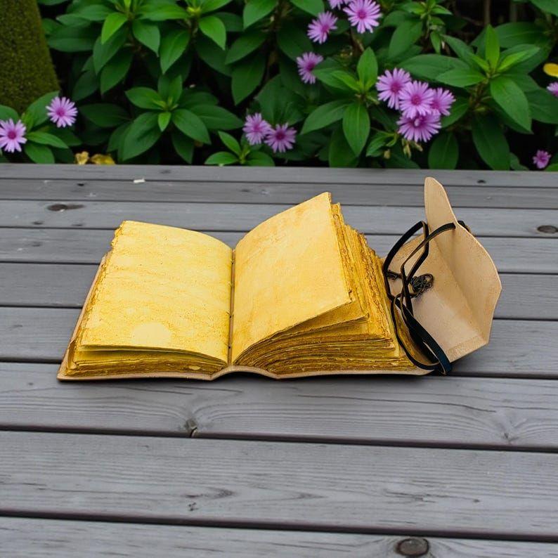 Moon phase Forest Leather Journal with Key | Moonlit Witchy Grimoire | Deckle Paper Book of Shadows | Gift for Her/Him