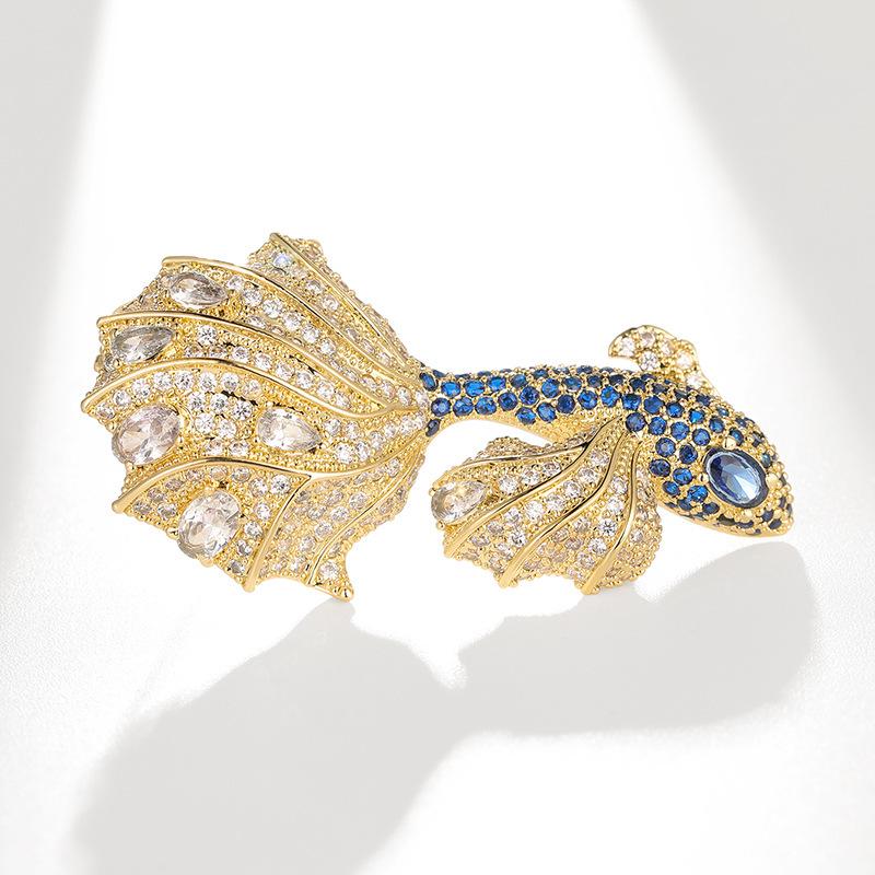 Luxury Koi Goldfish Brooch: Women s Colorful Zirconia Pin Accessory