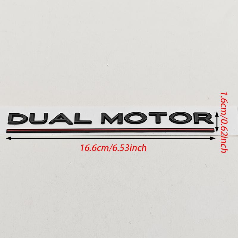 3D ABS Chrome Red Line Black Logo DUAL MOTOR Emblem Letters Car Styling Trunk Badge Sticker for Model3/Y/S/X DUAL MOTOR Accessories