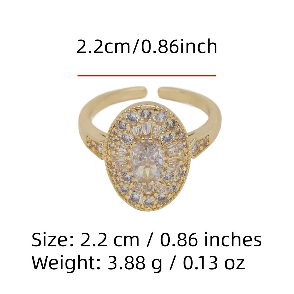 Elegant Oval Zirconia Open Ring Surround Design Adjustable Bridal Ring Wedding Party Gift