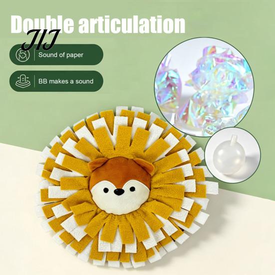 Stress Reducing Pet Toy Dog Snuffle Mat with Crinkle Paper, Interactive Feeding Squeaky Toy, Enrichment Cartoon Animal Design, Sniffing Foraging