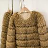 Imitation raccoon fur jacket winter women's round neck thickened warm fur coat imitation fur