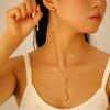 Minimalistisch Titanium Staal Traanvorm Hanger Ketting & Oorbellen Set
