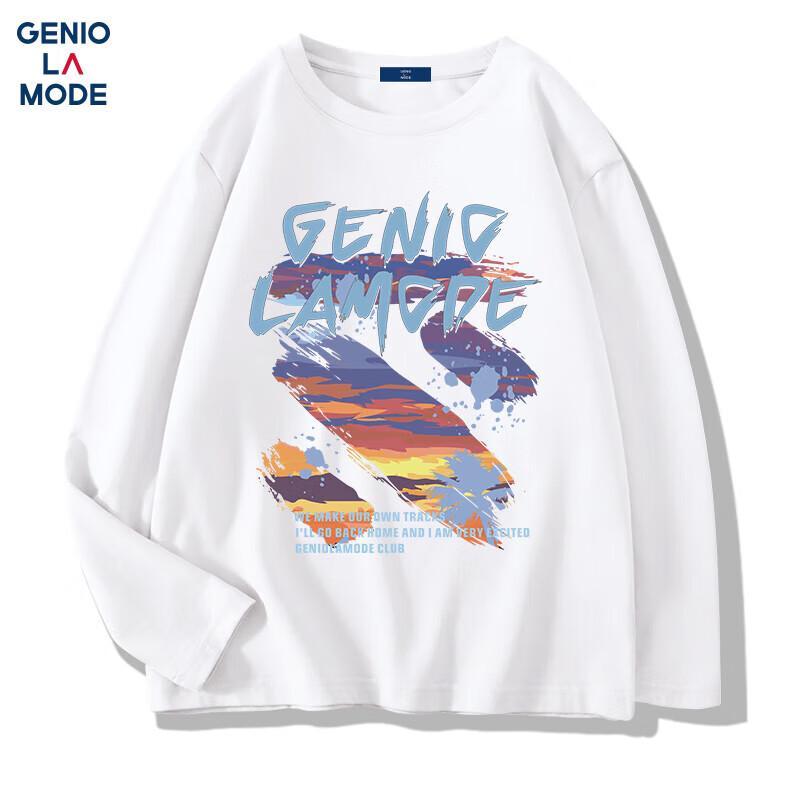 GENIOLAMODE Men s Pure Cotton Graffiti Sunset Long Sleeve T-Shirt L