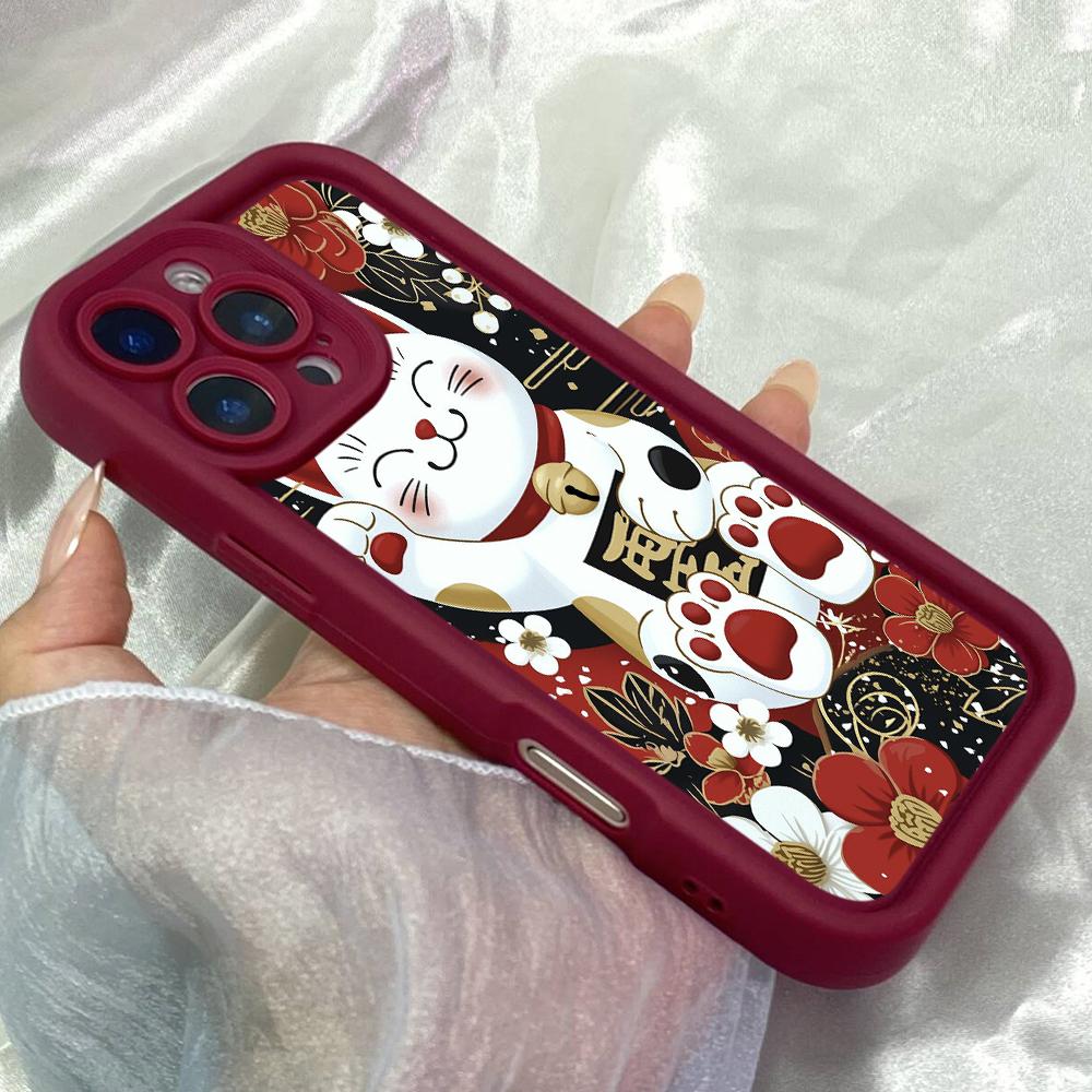 JT258 Gato Maneki Neco Lucky Cat for iPhone 17 16 15 14 13 Pro Max Samsung S26 S25 Ultra A17 A16 A07 A56 A36 Xiaomi 15T Redmi 15c Note 14 Soft Case
