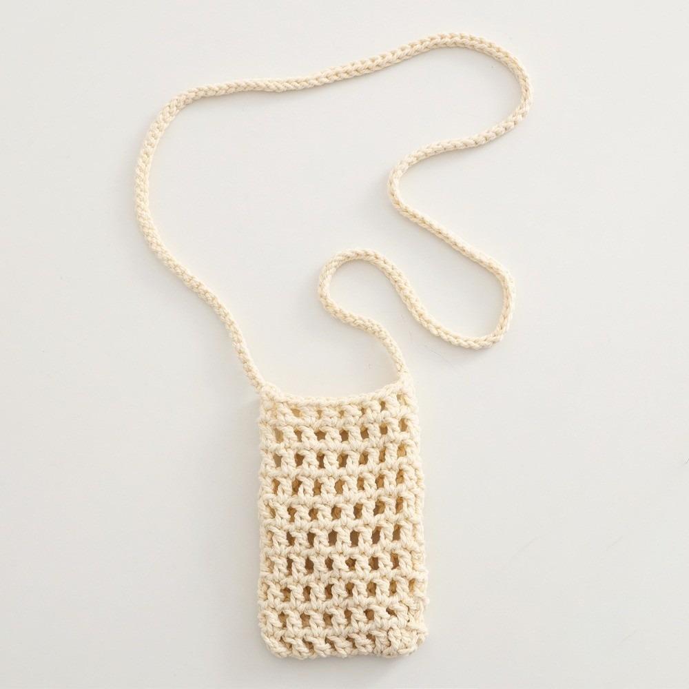 Fashion Vibrant Colorful Knitting Phone Bag Lightweight Hollow Design Beach Purse Portable Small Shoulder Bag Beach Travel