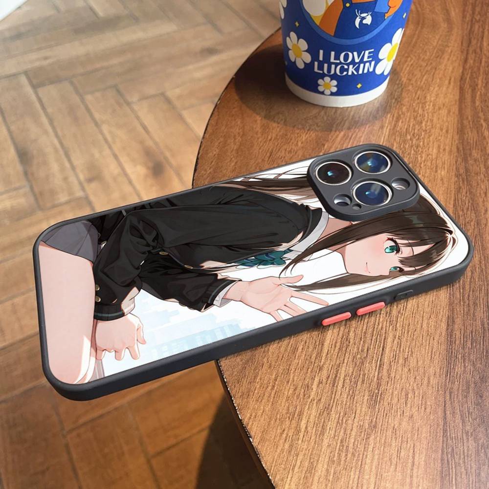Cute Cartoon Japanese Anime Girl Matte Cover Phone Case For iPhone 16 15 14 11 12 13 Mini Pro Max X XR XS Shockproof