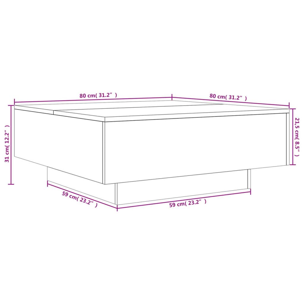 Minimalistischer schwarzer Couchtisch für das Wohnzimmer, Gartentisch, Balkon-Café-Tisch, Vitrine, Multifunktionstisch, 80x80x31 cm Holzwerkstoff