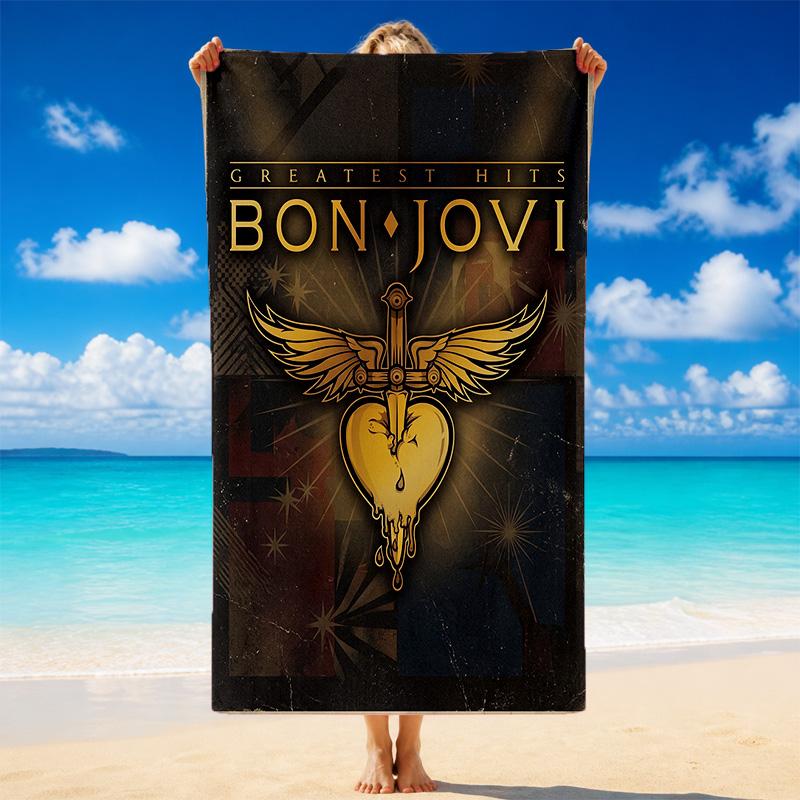 Serviette de plage en microfibre avec impression Bon Jovi Sable ?Serviette Légère Résistante pour la Natation, les Voyages en Plein Air