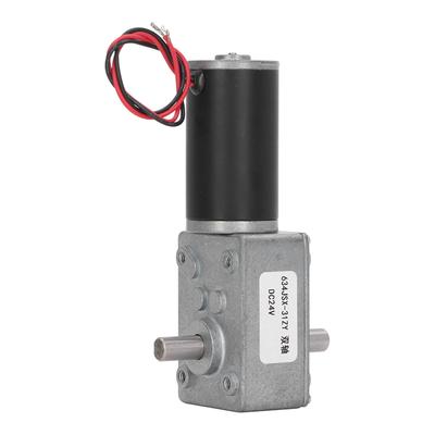 DC Gear Motor Micro High Torsion Speed Reduction Turbine Electric Self Locking Reversible Worm Gearbox 24V Dual Shaft 60RPM