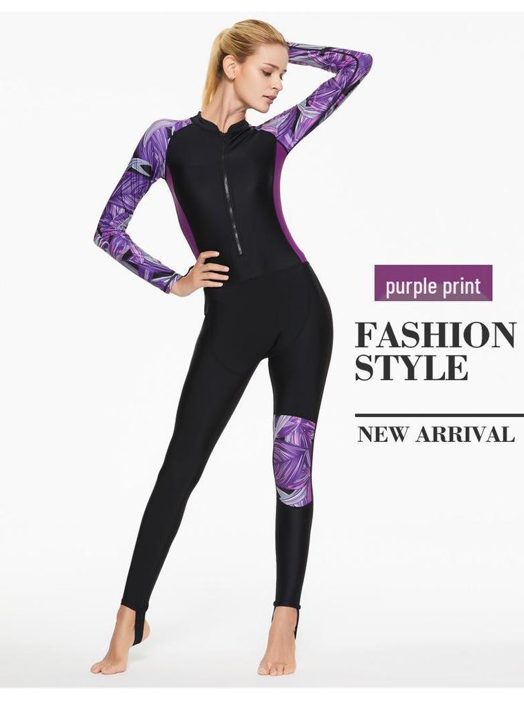 Dames Zonnebescherming Wetsuit met Lange Mouwen - Slank Makend Surf & Duik Eendelig Zwempak