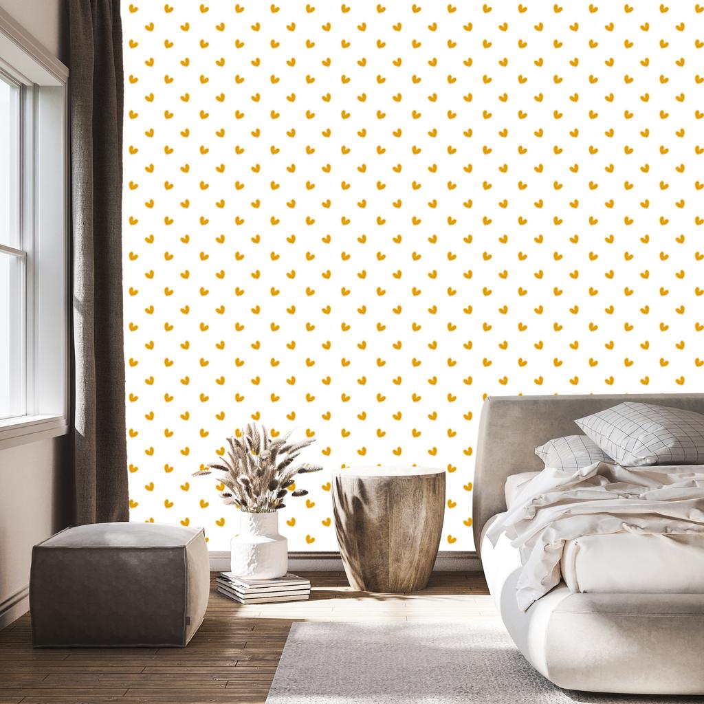 Hearts Wallpaper White, Cream and Gold 50x1000