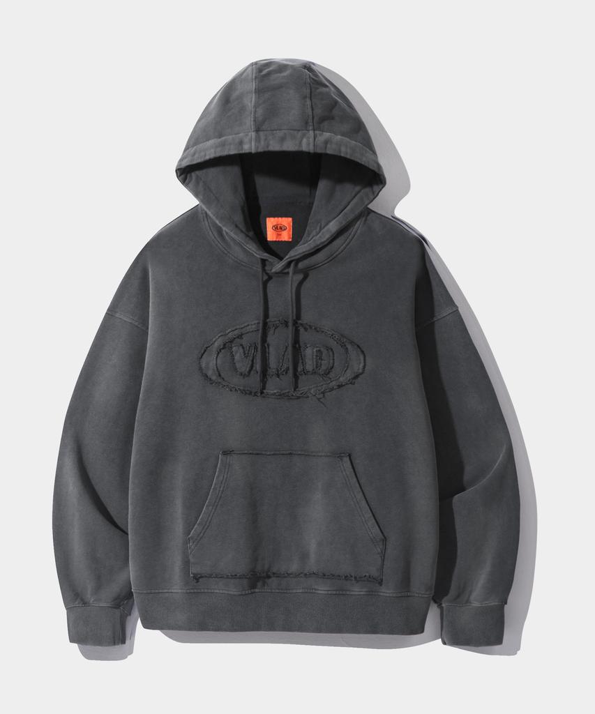 Vlad Cutoff Applique Hoodie_Charcoal