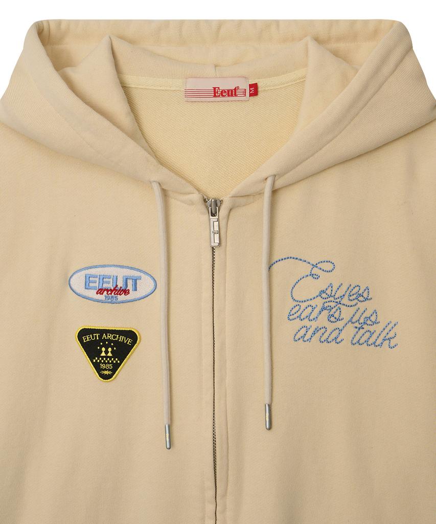 Eeut Eeut Patch Sweat Zip-Up / Cream