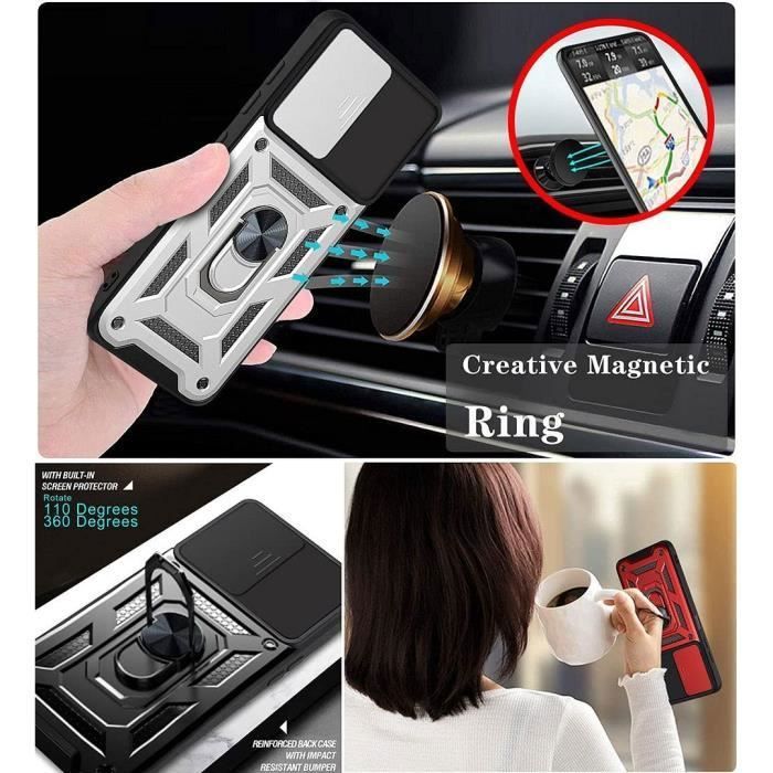 Coque de Protection - PROSHOP - pour Samsung A02S - Argenté - Style Armée Dure - 2 Verres Trempés