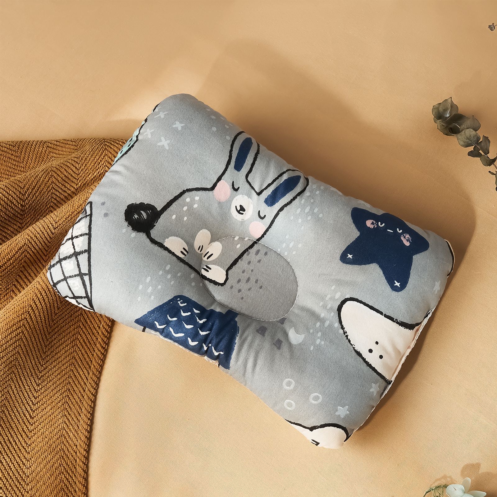 

Детская подушка из 100% хлопка, детская подушка для коррекции сна, модная мультяшная подушка, дышащая подушка с защитой от подголовника, сезонная подушка 1pc серый