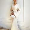2025 Autumn European & American V-Neck Tie-Waist Short-Sleeve High-Waisted Skirt Set