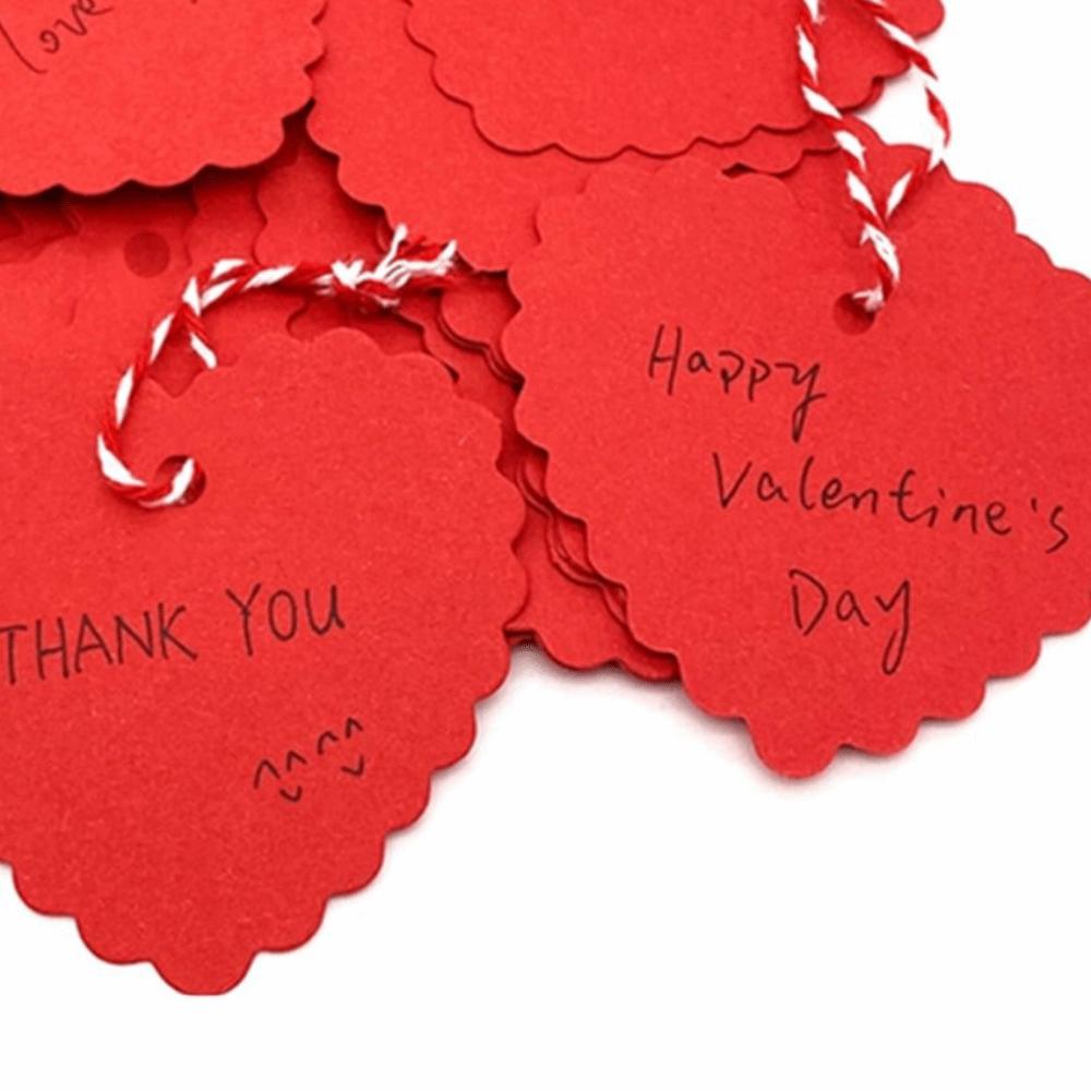 100pcs DIY Valentine's Day Tags Hanging Decoration Red Pink Paper Gift Labels Heart Shape Blank Heart Shaped Cards
