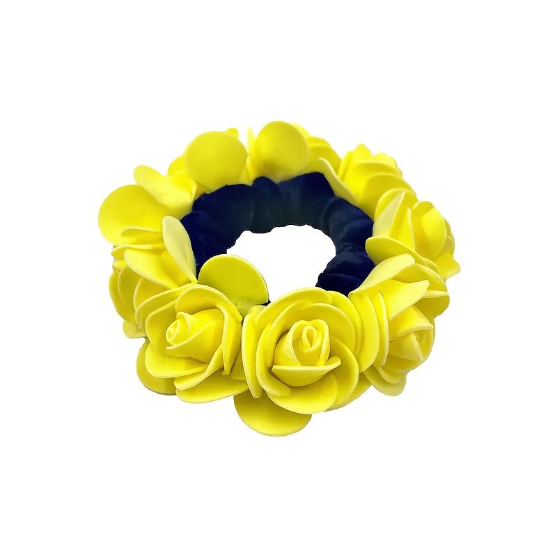 Elegant Rose Flower Hairband for Women Elastic Anti Slip Ponytail Holder with Soft Fabric, Cute Floral Design In 12 Colors Perfect for Daily Use Birt