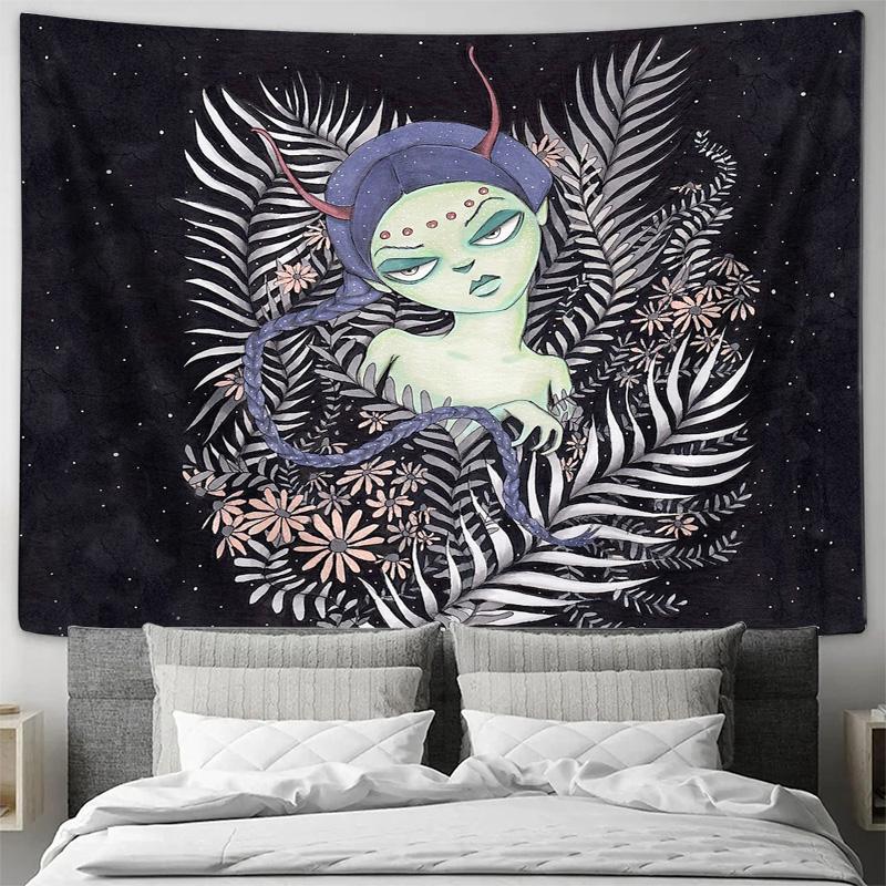 Bohemian Tapestry Wall Hanging Aesthetic Room Decor Nature Forest Plants Floral Wall Art Home Textile Bedroom Living Room