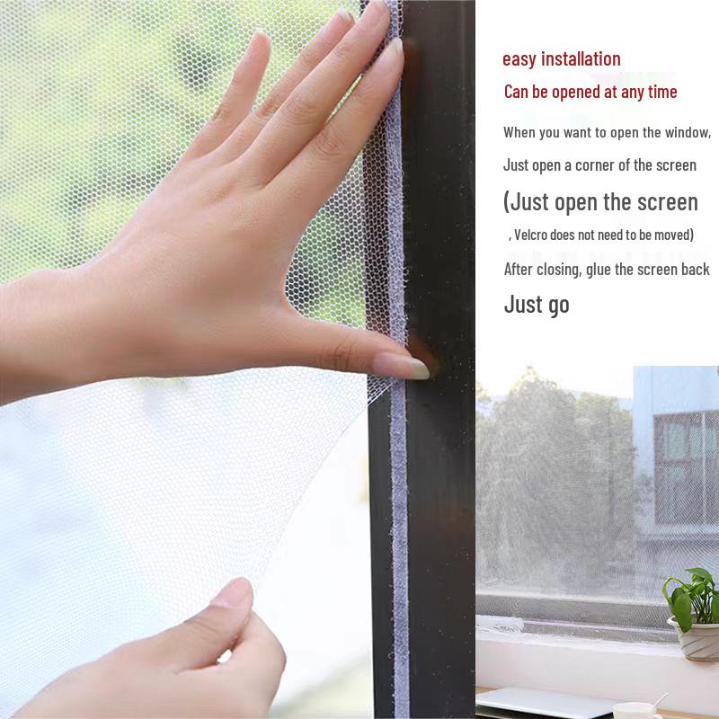 Summer Mosquito Protection Self-Adhesive Window Screen - Easy Install Mesh with Velcro