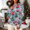 Women's Casual Long Sleeve Christmas Print Neck Pullover Sweatshirt