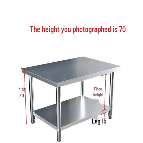 Heavy-Duty Two-Tier White Stainless Steel Kitchen Work Table with Extra Thick Rack for Cutting and Chopping