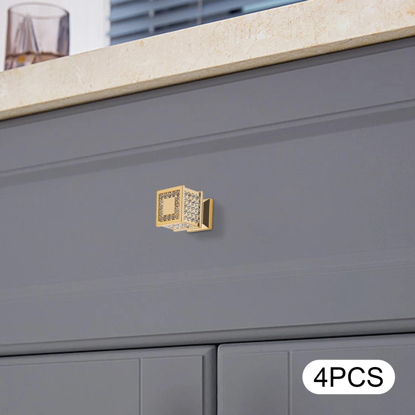 

4pcs Gold Shiny Elegant Cabinet Knob 0.8*1.18inch, Square Threaded Connection Furniture Handles for Cabinets, Dressers, Drawers золотой