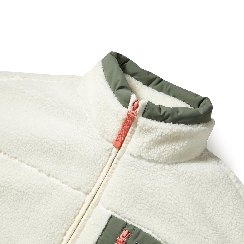 Skechers Fashion Retro Color Block Knitted Jacket Women Jackets Tofu-White L423W011-0211
