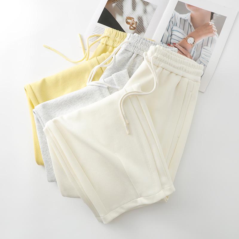 Women's Yellow High-Waist Loose Sweatpants - Spring 2025 Collection, Wide-Leg Straight Scimitar Design