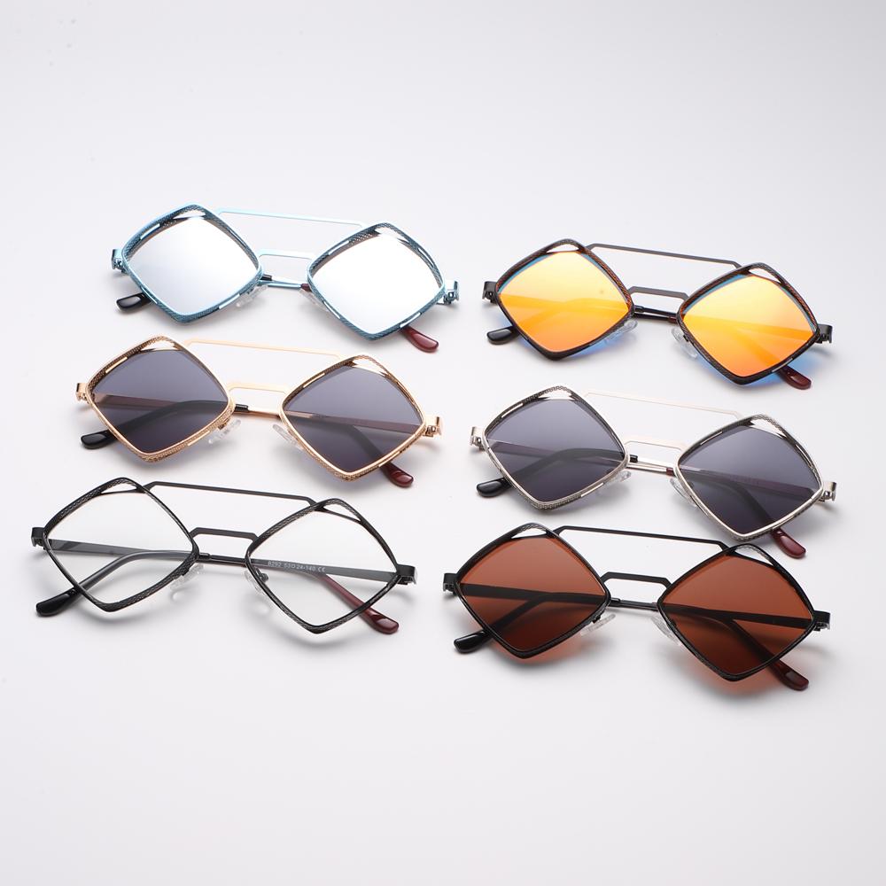 Women Retro Sun Glasses Steampunk Men Metal Hollow Eywear Male Square Sun Glasses Uv400 Brown Orange Rhombus Summer New