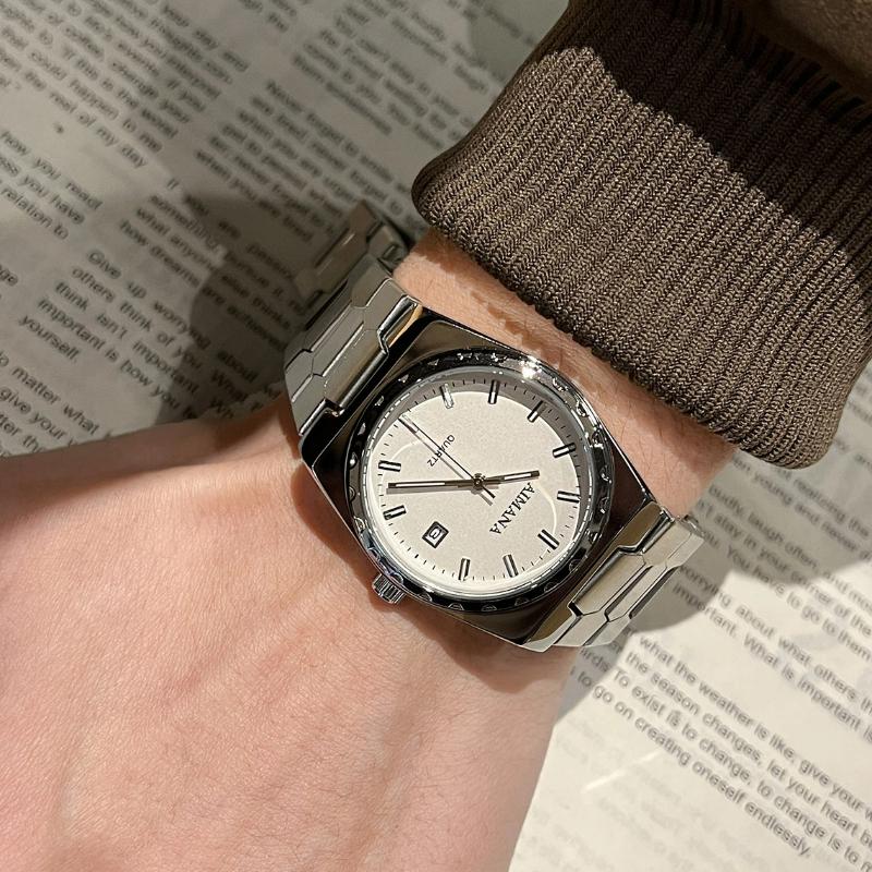 Classic Men Quartz Watch Calendar Display Stainless Steel Band Waterproof Luminous Business Male Wrist Watch