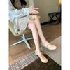 Xiaoxiangfeng patent leather thick heel one-word buckle Mary Jane women's shoes 2025 spring new rhinestone pearl silver high heels