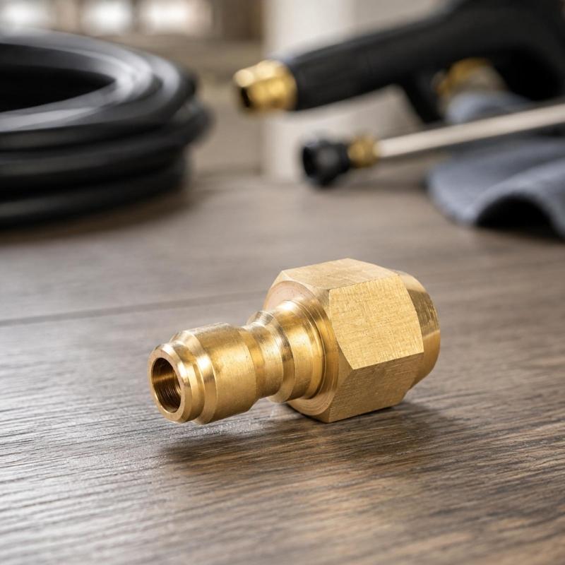 Copper Pressure Washer Adapter with Threaded Coupler Design for Hoses and Matching Cleaning Equipment Fittings