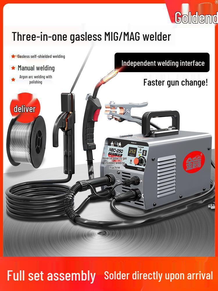 Gold Dual-Use 220V Gasless MIG Welder for Stainless Steel Spot Welding