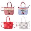 Polka Dot Lace Plaid Handbag Bowknot Sweet Crossbody Bag Portable Lattice Cherry Handbag  Students